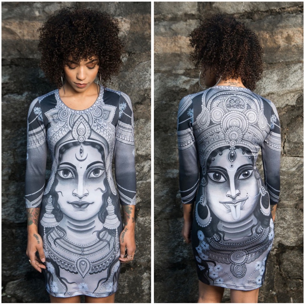 Claudia De Sabe x 36 Ghosts Hindu Goddess Kali Bodycon Mini Dress Size XS/S